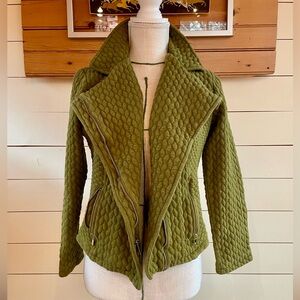 Isaac Mizrahi Live! Green Quilted Blazer with Wide Collar